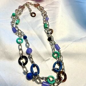 Whitney Kelley’s Colorful link Necklace, Sterling Silver 925, 18” long.